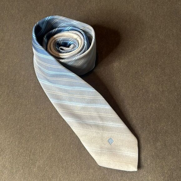 Vintage Givency Gentleman Paris For Carter Holmes Blue & Gray Striped Tie 54” - Picture 5 of 13